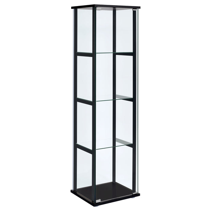 Cyclamen 4shelf Glass Curio Black and Clear — homePLUS